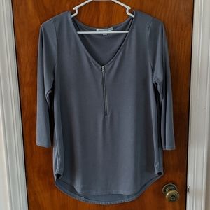 Gray V-Neck Blouse